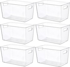 6PC Plastic Storage Bins Pantry Storage Bins W/Handle Pantry Organizer Container