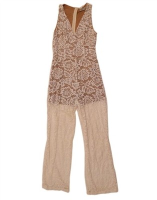 GUESS Damen Jumpsuit ärmellos UK 6 XS cremeweiß geblümt Nylon CQ06