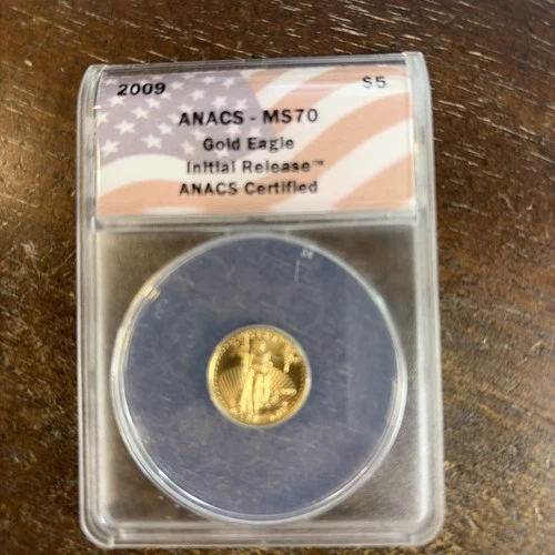 2009 Gold 1/10 OZ $5 GOLD AMERICAN EAGLE Initial Release Coin ANACS MS70 -079