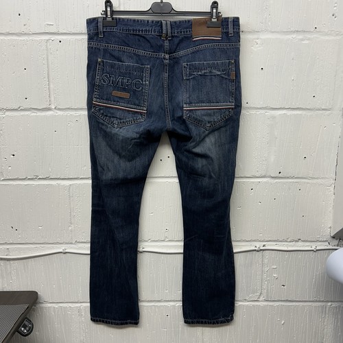 Pantalones de mezclilla Santa Monica Polo Club para hombre calce recto lavado oscuro SMPC bordados 36R - Imagen 2 de 12