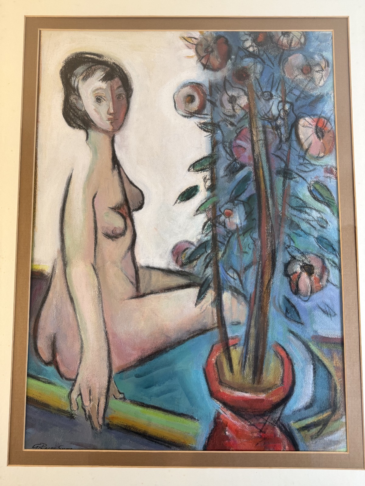 Vintage 1970s Mixed Media Artwork – “Repose” by G. Ralph Smith