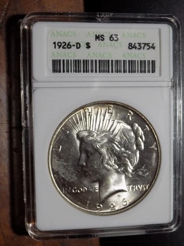 1926-D Peace Silver Dollar - ANACS MS63 - Choice BU