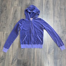 Juicy Couture Purple Velour Zip Hoodie Crest Logo Women  s M Y2K