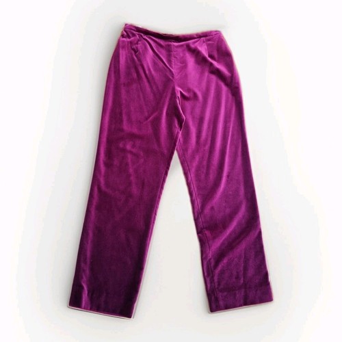 Jaeger, Pantalone Jaeger vintage prugna lusso velluto, taglia 18, nuovo con etichette, elegante abbigliamento da sera