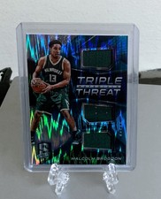 2016 Spectra Triple Threat Materials Neon Blue /99 Malcolm Brogdon #15 Rookie RC