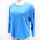 Eileen Fisher Plus Blue 100% Linen Long Sleeve Minimalist Tee Top 1X