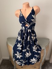 Angie Dress Jr M (Xs) Blue Floral Boho Peep Beachy Romantic Cottagecore Smocked