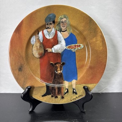 Tuscan Storefronts Guy Buffet 8'' Plate Local Butcher & Wife 1997 Salad Dessert