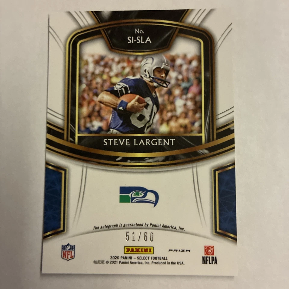 2020 Select STEVE LARGENT BLUE AUTO /60 - Seattle Seahawks Legend - Image 2 of 2