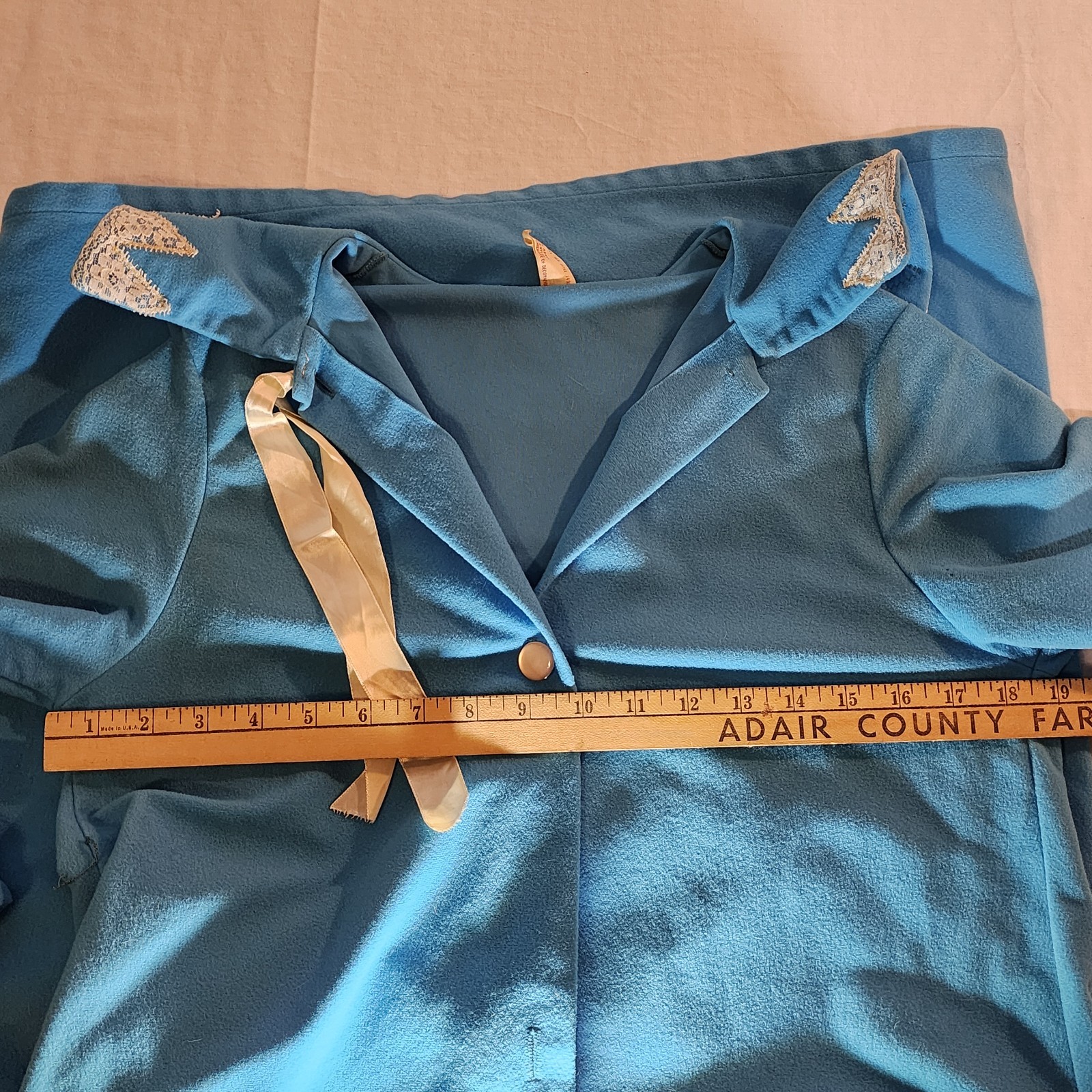 Shirey Arnel Robe Housecoat Duster Vintage Blue 1… - image 8