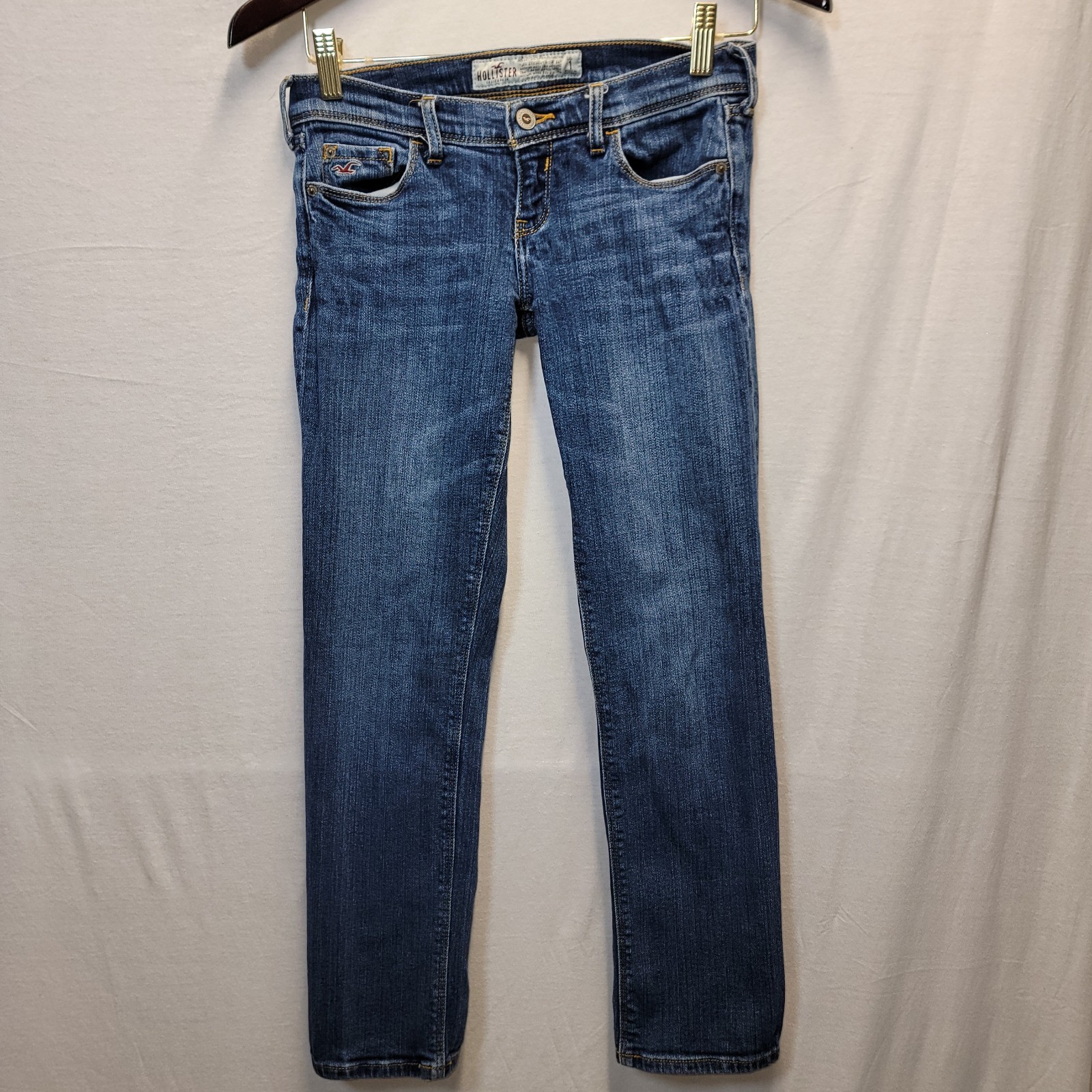 VTG Y2K Hollister Straight Leg Junior Womens Jeans 1R Low Rise Preppy Surfer