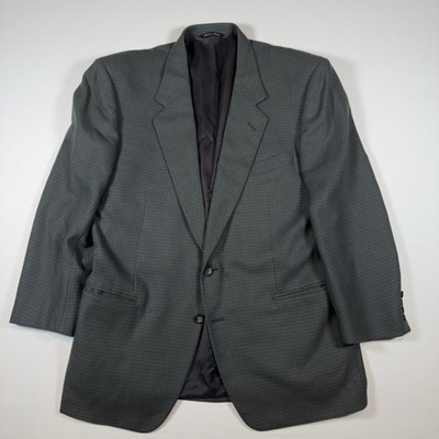 Canali Green Lana Cashmere Gingham Blazer Sports Coat 44 S Short Made in Italy