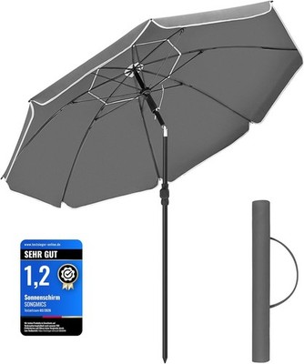 SONGMICS Sonnenschirm 1,6m-2m UPF50+ 160 cm knickbar höhenverstellbar grau