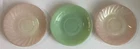 Vintage Fire King, 2 Milk Glass Pink Swirl and 1 Green Jadeite Saucers