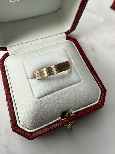 Cartier Vendome 18k Tri-Color Gold 4.8mm Band Ring w/Cert -Size 10 62 63 - Picture 2 of 12