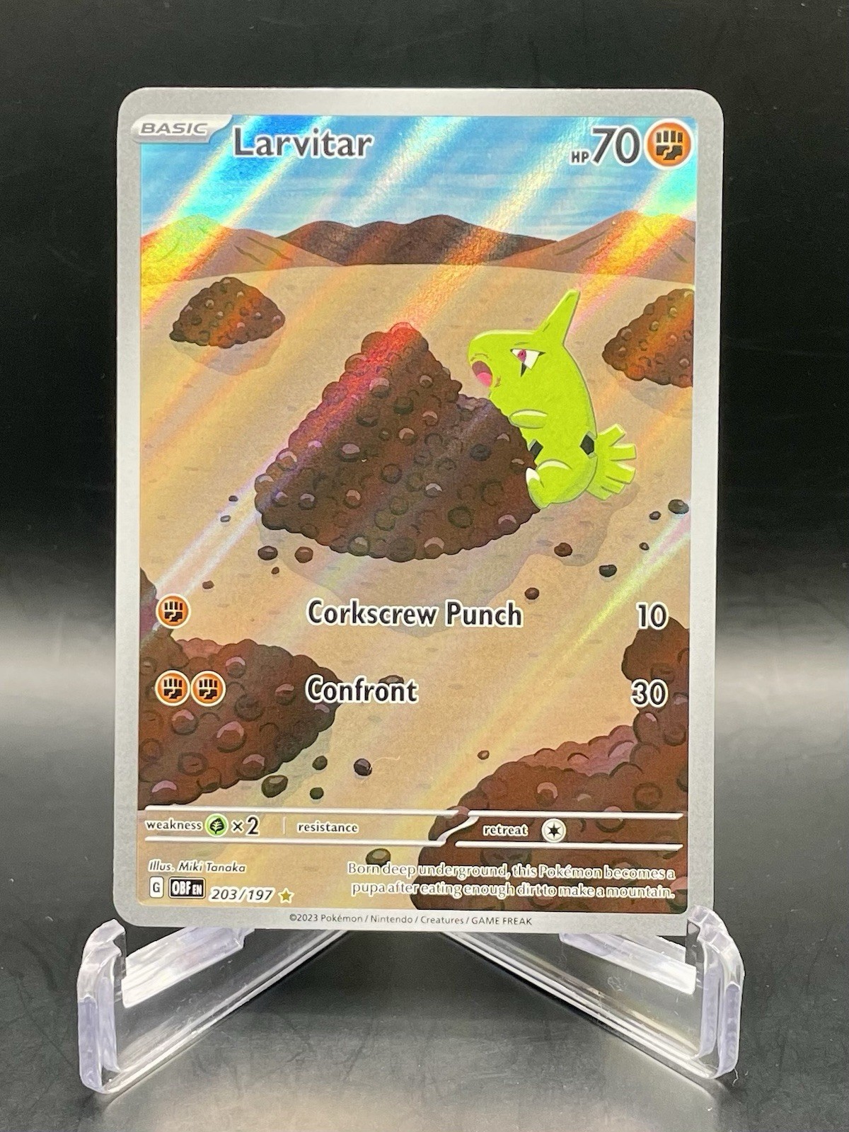 Larvitar 203/197 Obsidian Flames Illustration Rare Full Art Holo Pokemon Card NM