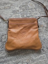 Lauren Ralph Lauren LXVII Tan Leather Crossbody Bag Embossed Crest Logo