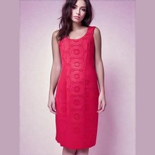 Adrianna Papell Bright Pink Lace Overlay Sleeveless Career Party Sheath Dress 8