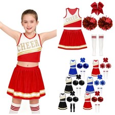 Kids Girls Cheer Leader Costume School Cheerleading Uniform Musical Party Outfit