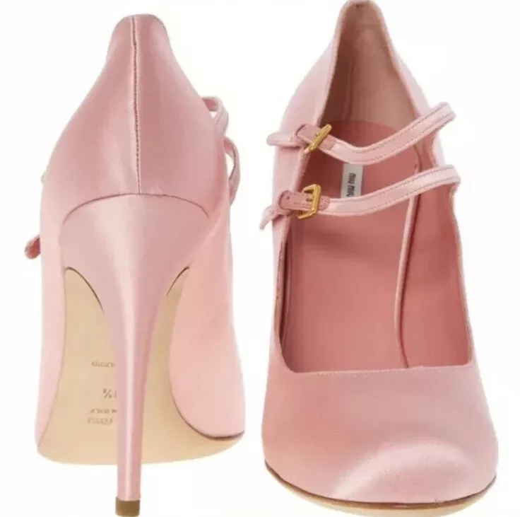 Miu Miu Women's Satin Slingback Pumps - Pink - 39.5