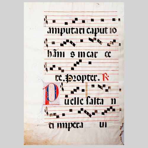 16 Century ILLUMINATED MANUSCRIPT CHOIRBOOK LEAF SPAIN LARGE ILLUMINATED (9377) - Picture 2 of 2
