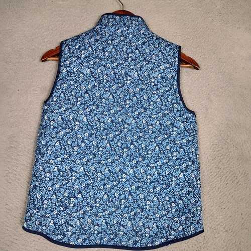 Crewcuts Puffer Vest Girls Large Blue Ditsy Floral Quilted Full Zip Outdoor - Picture 2 of 9