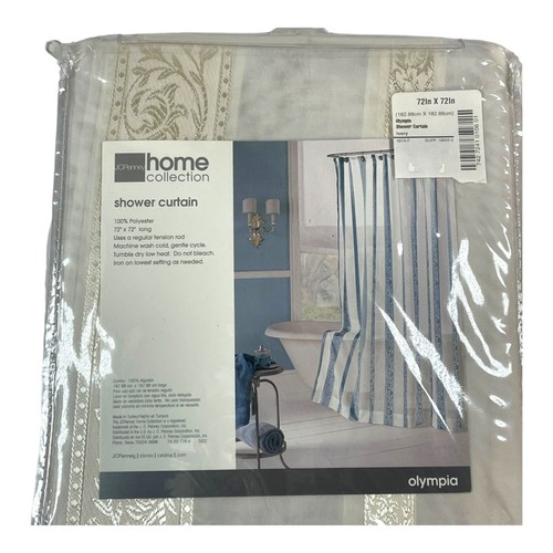 JCPenney Olympia Ivory Gold Trim Hollywood Regency Shower Curtain 72in X 72in - Picture 2 of 6