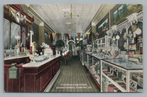 Fitzgerald Brothers Confectionery STERLING Illinois Antique Candy Store 1914 - Afbeelding 1 van 2