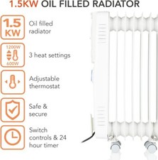 Warmlite WL43009 Oil Mica Radiator 1500w Rapid Heat up in Black for sale  online | eBay