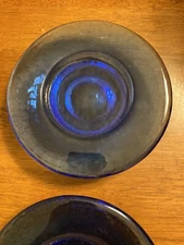 Fire &Light recycled glass cobalt blue wine bottle holder/candle 7”