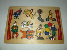 Vintage 1960's Fisher Price Wooden Circus Peg Puzzle