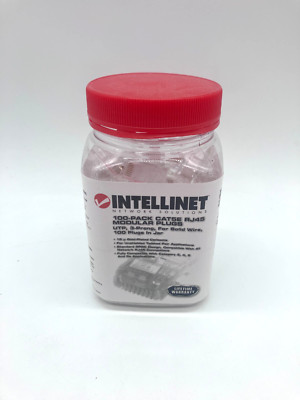 CAT.5e Network 3-Prong RJ45 Ethernet Plugs, 60-Pack in a Jar, Intellinet 502399