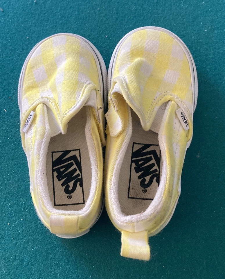 Sapatos infantis Vans tamanho 5.5 quadriculado amarelo e branco ótimo estado! - Imagem 2 de 4