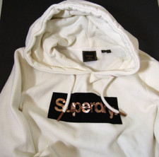 Superdry Metallic Logo Pullover Hoodie Fleece Sweatshirt Womens Size 8 Medium