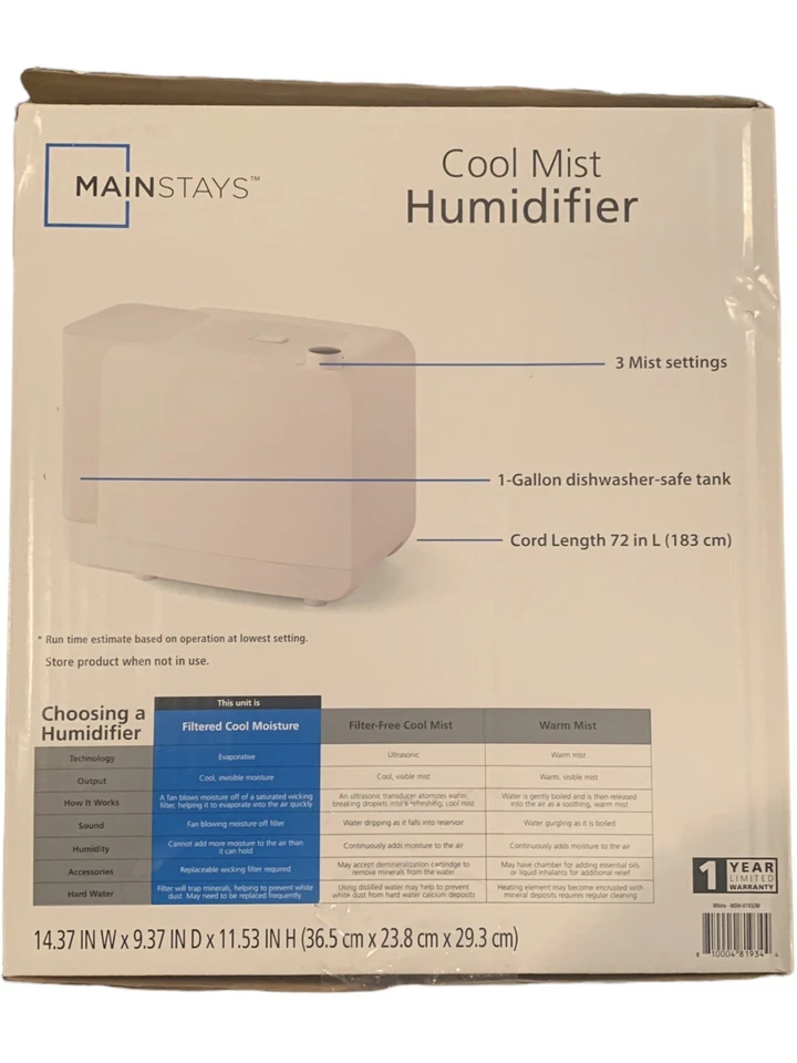 Humidificador Cool Mist, 1 galón blanco Foto 2 de 3