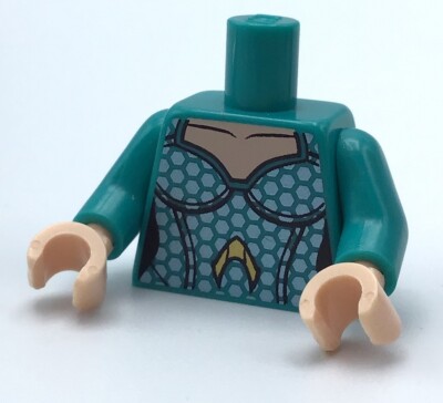 LEGO MERA MINIFIGURE TORSO PART Female Light Nougat Neck Silver Hexagonal Scales