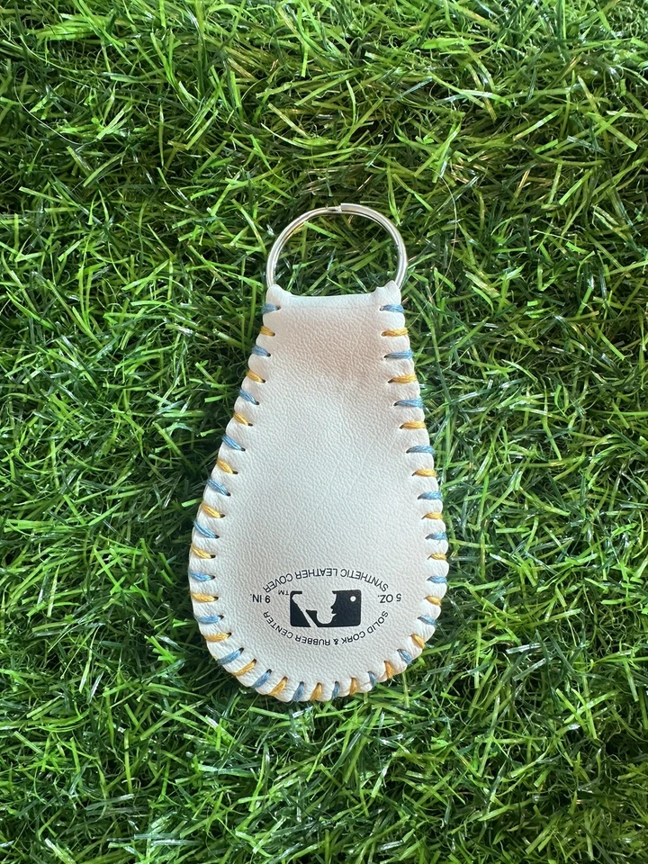 Tampa Bay Rays Baseball Keychain Custom MLB Light Blue/Yellow - Image 2 of 4