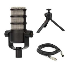 Rode PodMic Dynamic Podcast Microphone with Rode Tripod Desktop Mic Stand, XLR C