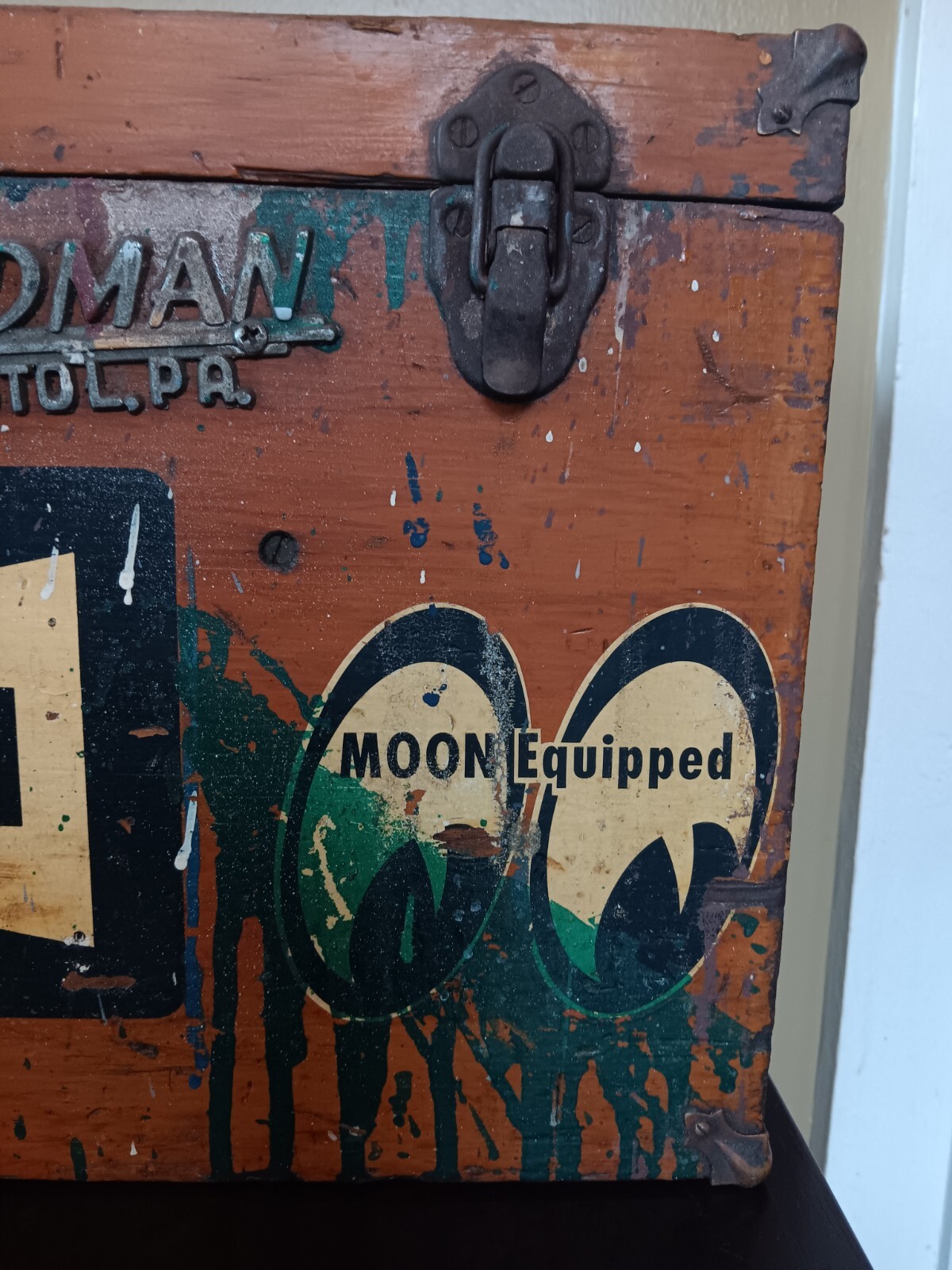 1960s Vintage Wood Tool Box Car Parts Stickers Champion Offenhauser