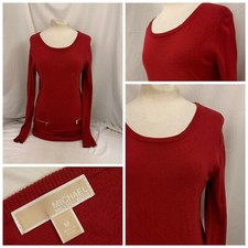 Michael Kors Moto Pocket Dress M Red Cotton Viscose Knee Length YGI S2-119