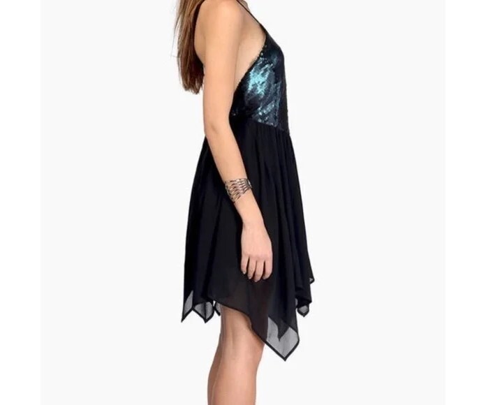Tobi Teal Black Skater Dress XS
