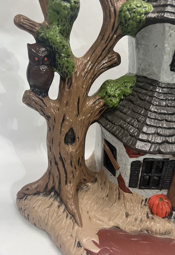 VTG Huge 16" Tall Ceramic Haunted House Halloween Witch Owl Needs Light - Picture 6 of 18