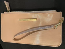 Steve Madden Zip Around Wristlet Wallet Cognac Faux Leather-New