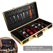 Large Barber Suitcase Carrying Case Clipper Trimmers Tool Storage Organizer Gold