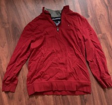 Tommy Hilfiger Youth Boys Red Quarter Zip Pullover Sweater Size L 16/18