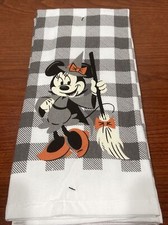MINNIE MOUSE HALLOWEEN KITCHEN TOWELS GRAY WHITE CHECKERED MINNIE WITCH NWT