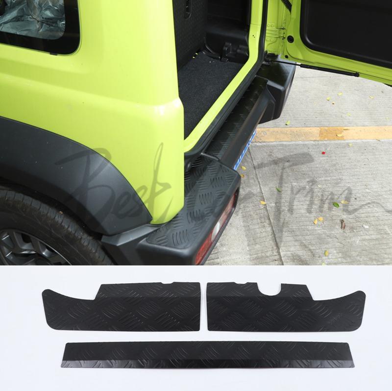 For 19-2022 Suzuki Jimny black alloy Rear Bumper Protector Sill Plate Cover 3Pcs