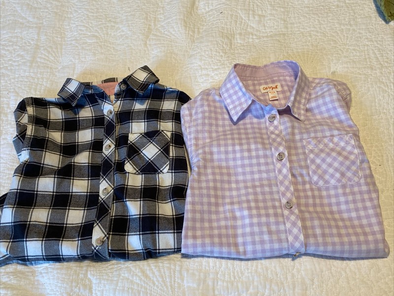 Girls' CAT & JACK Long Sleeve Button-Up 2 Shirt Bundle Size M 7-8