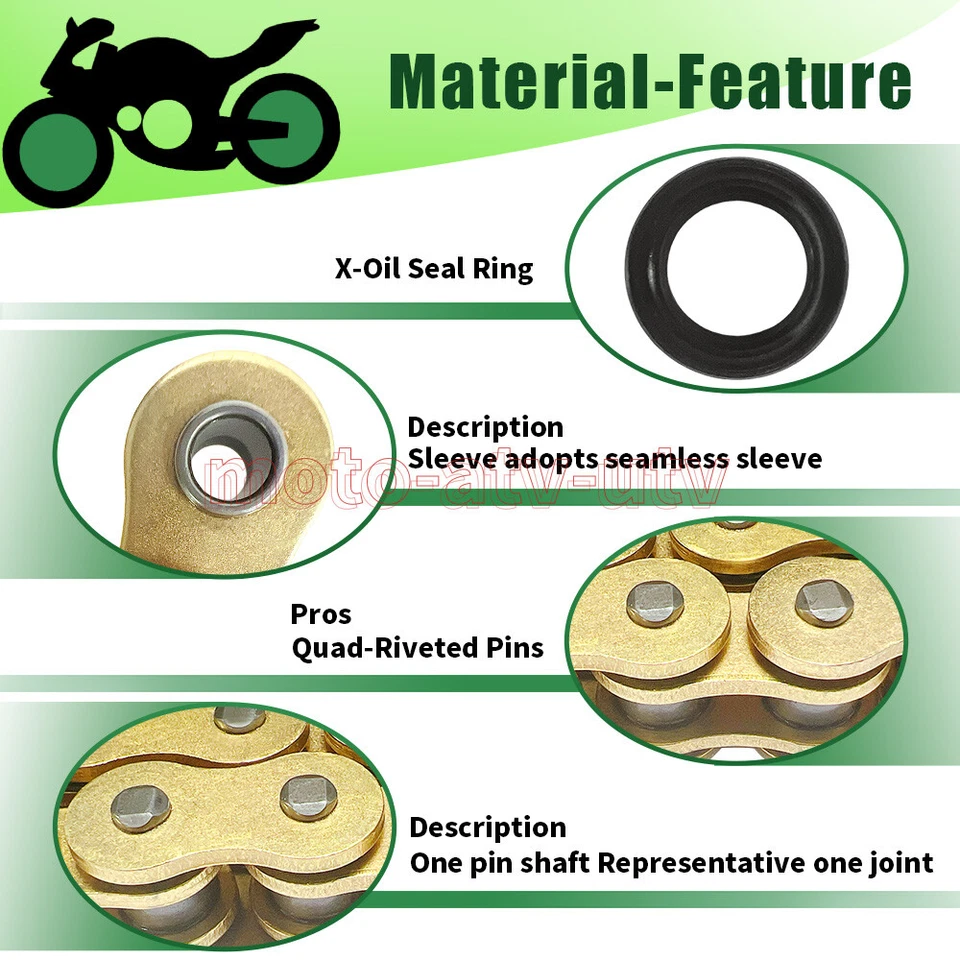 Gold 520 X-Ring Chain w/ Connecting Master Link for Suzuki GN400T GN400TX LT500R - Изображение 4 из 4