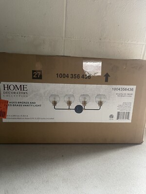 Hampton Bay Vista Heights 4-Light Aged Bronze and Brass Vanity Light - HD-1862AB
